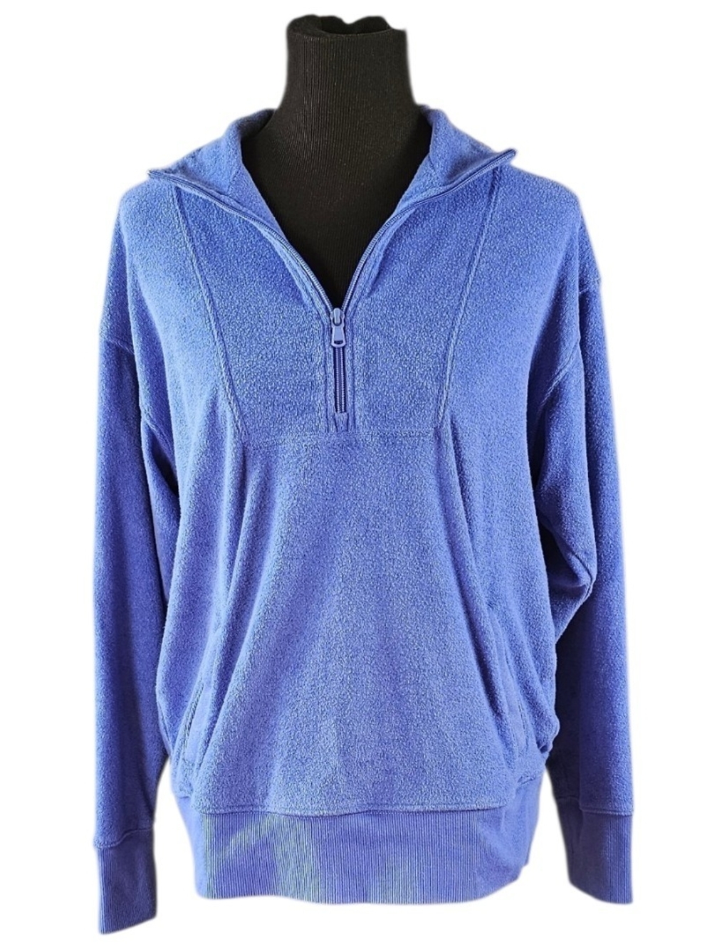 Offline By Aerie Blue Terry Quarter Zip Pullover XS Oversized